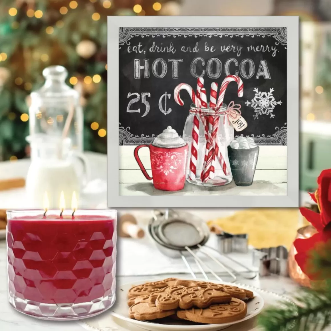 Courtside Market Peppermint Cocoa Artboard & 13.5 Oz. 3-Wick Candle