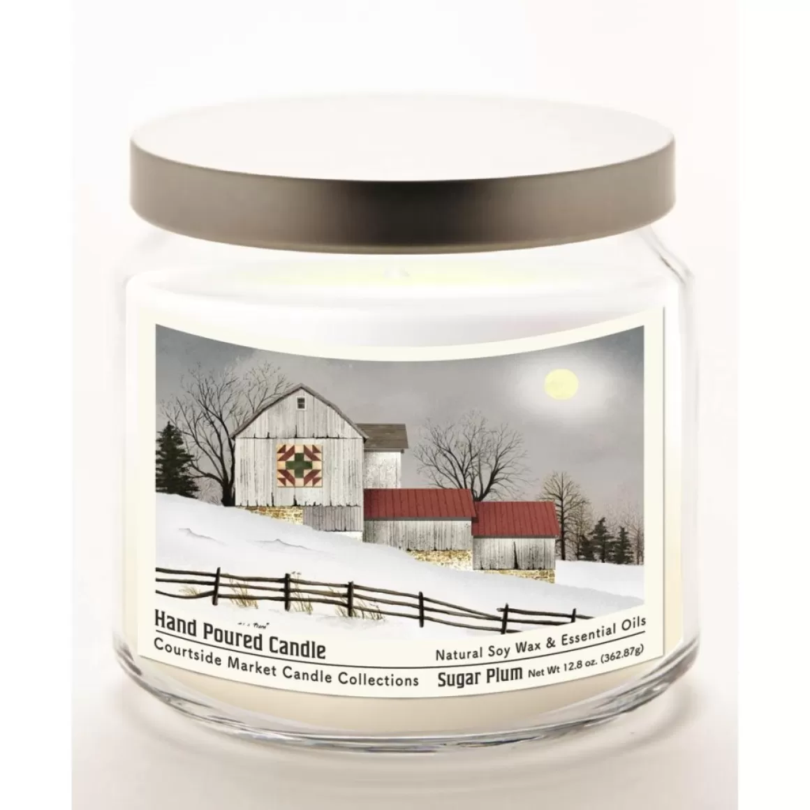 Courtside Market Quilted Barn Candle Glass Jar With Silver Lid