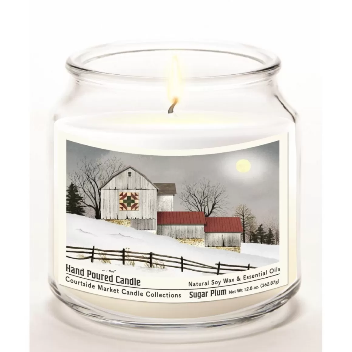 Courtside Market Quilted Barn Candle Glass Jar With Silver Lid