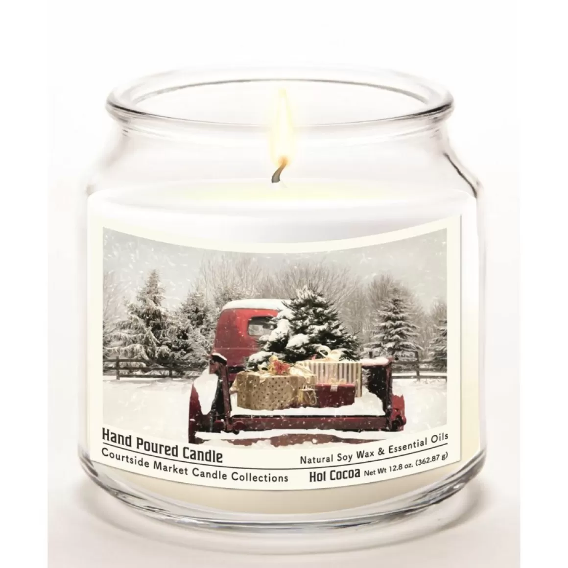 Courtside Market Red Christmas Truck Soy Wax Candle With Silver Lid