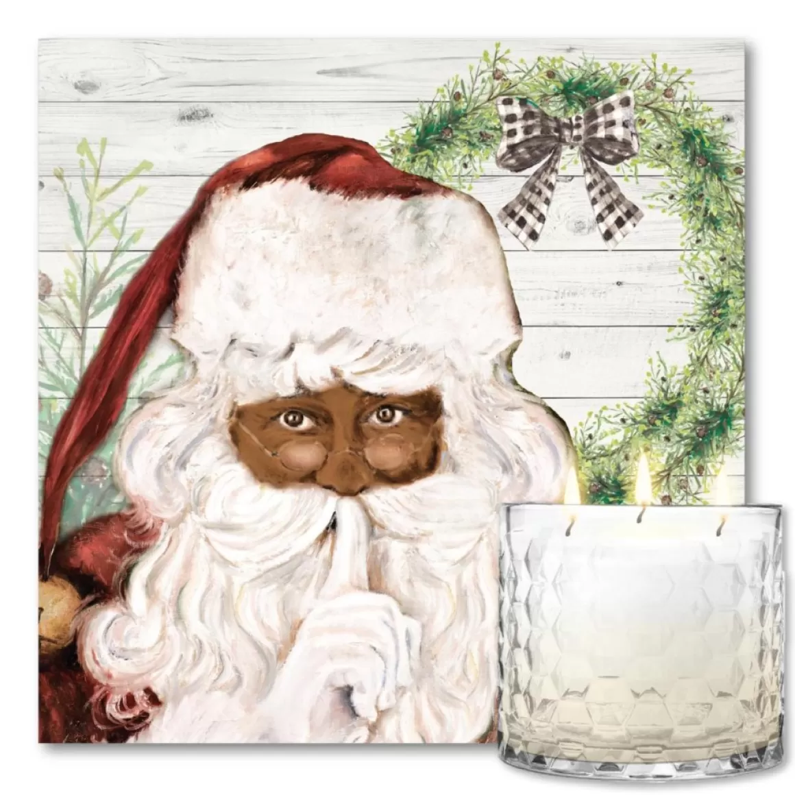 Courtside Market Santa Artboard & 13.5 Oz. 3-Wick Candle