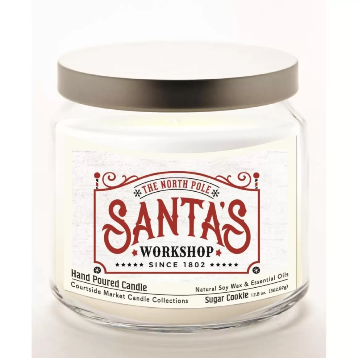 Courtside Market Santa's Workshop Infused Wax Candle With Silver Lid
