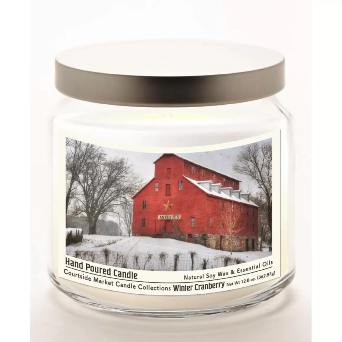 Courtside Market Snow At The Farm Infused Wax Candle With Silver Lid
