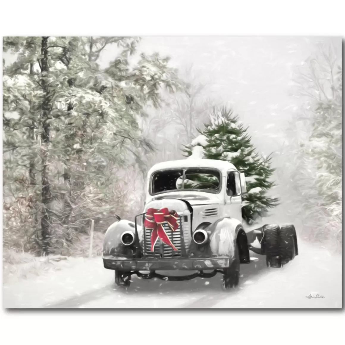 Courtside Market Snowy Christmas Truck Canvas Wall Art