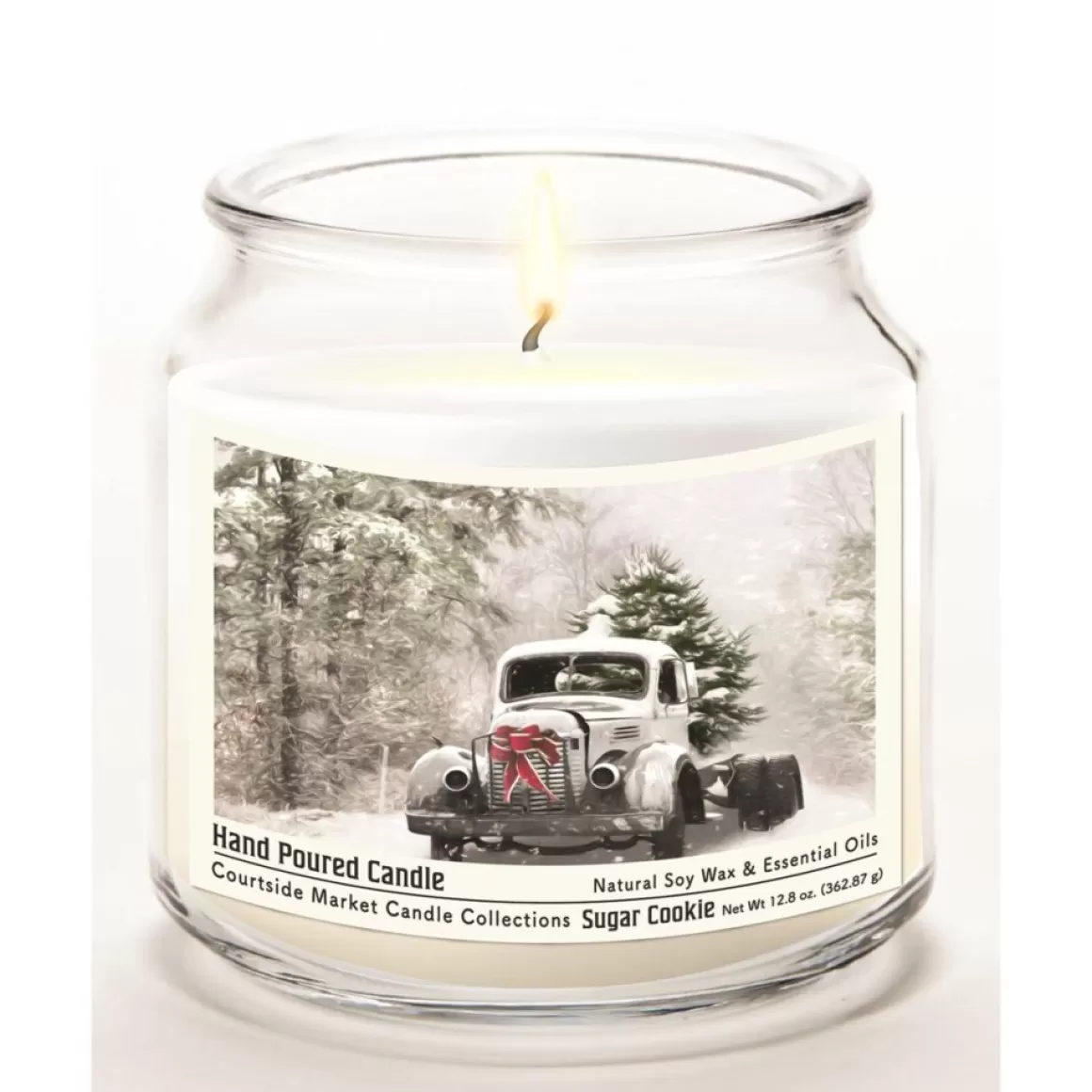Courtside Market Snowy Christmas Truck Wax Candle With Silver Lid