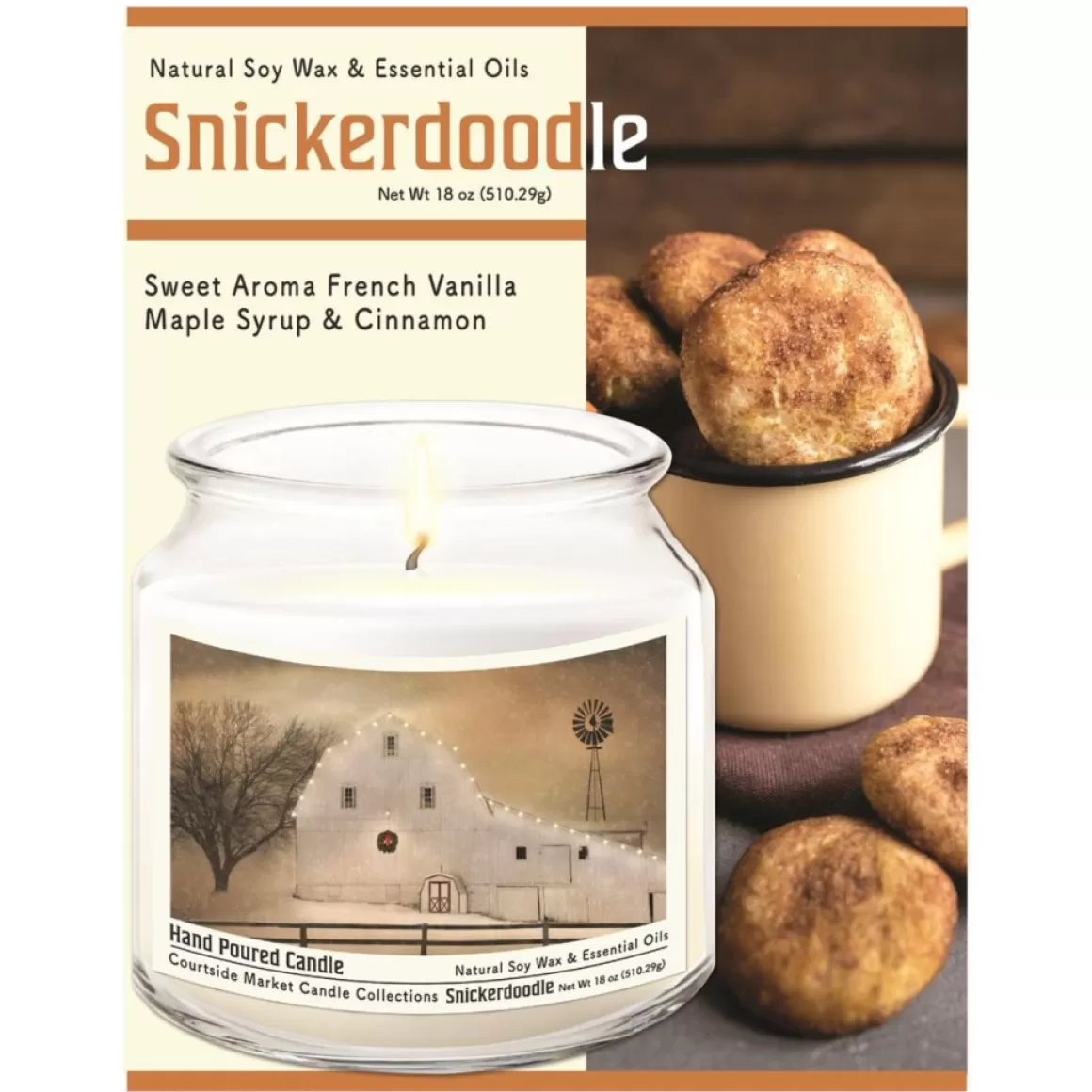 Courtside Market Soy Candle W/ Essential Oil + Lid- White Barn Holiday