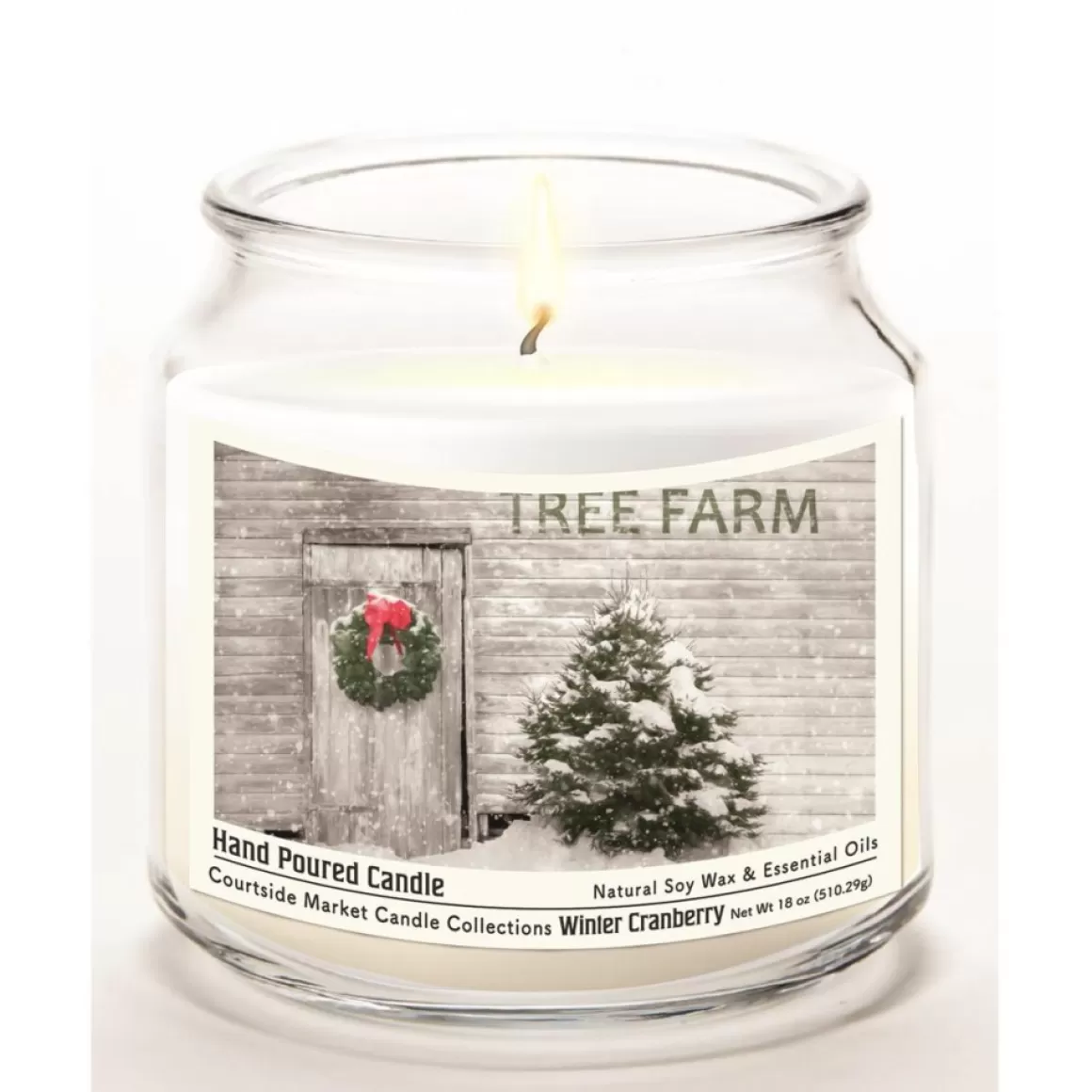 Courtside Market Soy Candle W/ Essential Oils + Glass Lid - Tree Farm