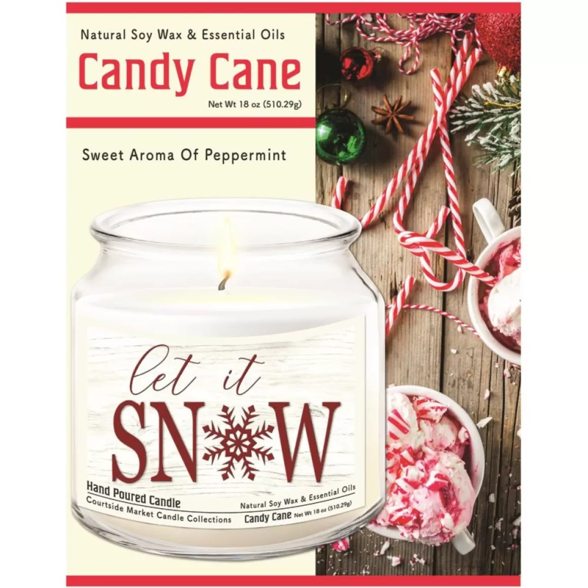 Courtside Market Soy Candle W/ Essential Oils + Glass Lid- Let It Snow