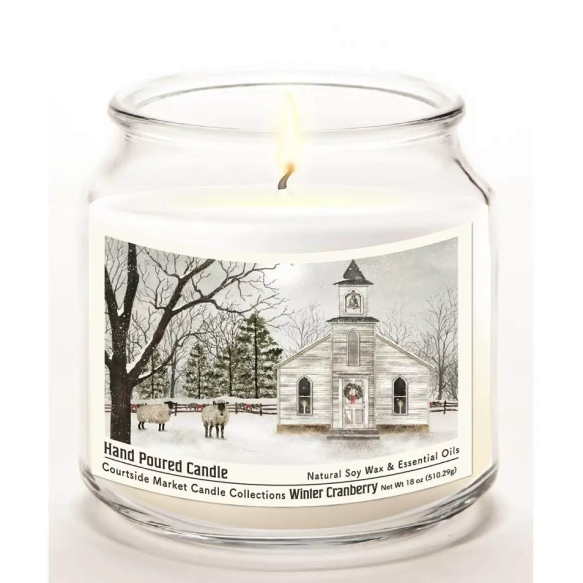 Courtside Market Soy Candle W/ Essential Oils + Lid - Christmas Chapel