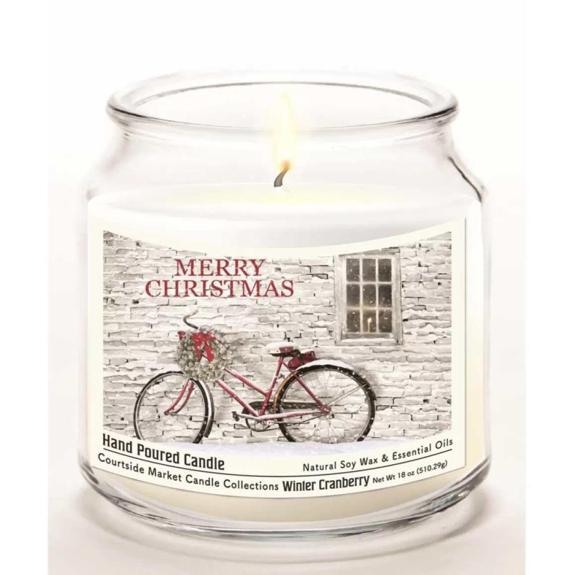 Courtside Market Soy Candle W/ Essential Oils + Lid - Merry Christmas