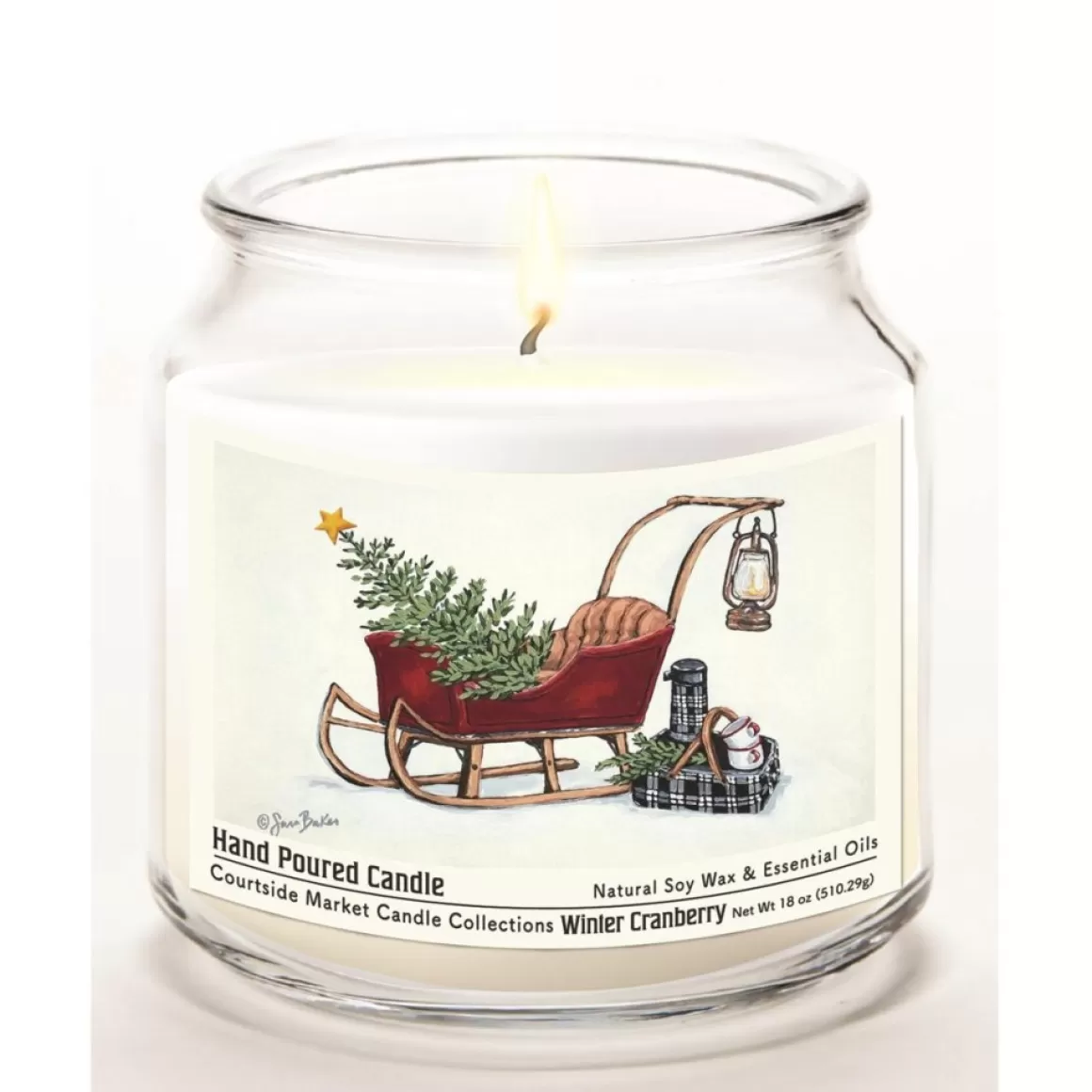 Courtside Market Soy Candle W/ Essential Oils + Lid - Santa's Sleigh
