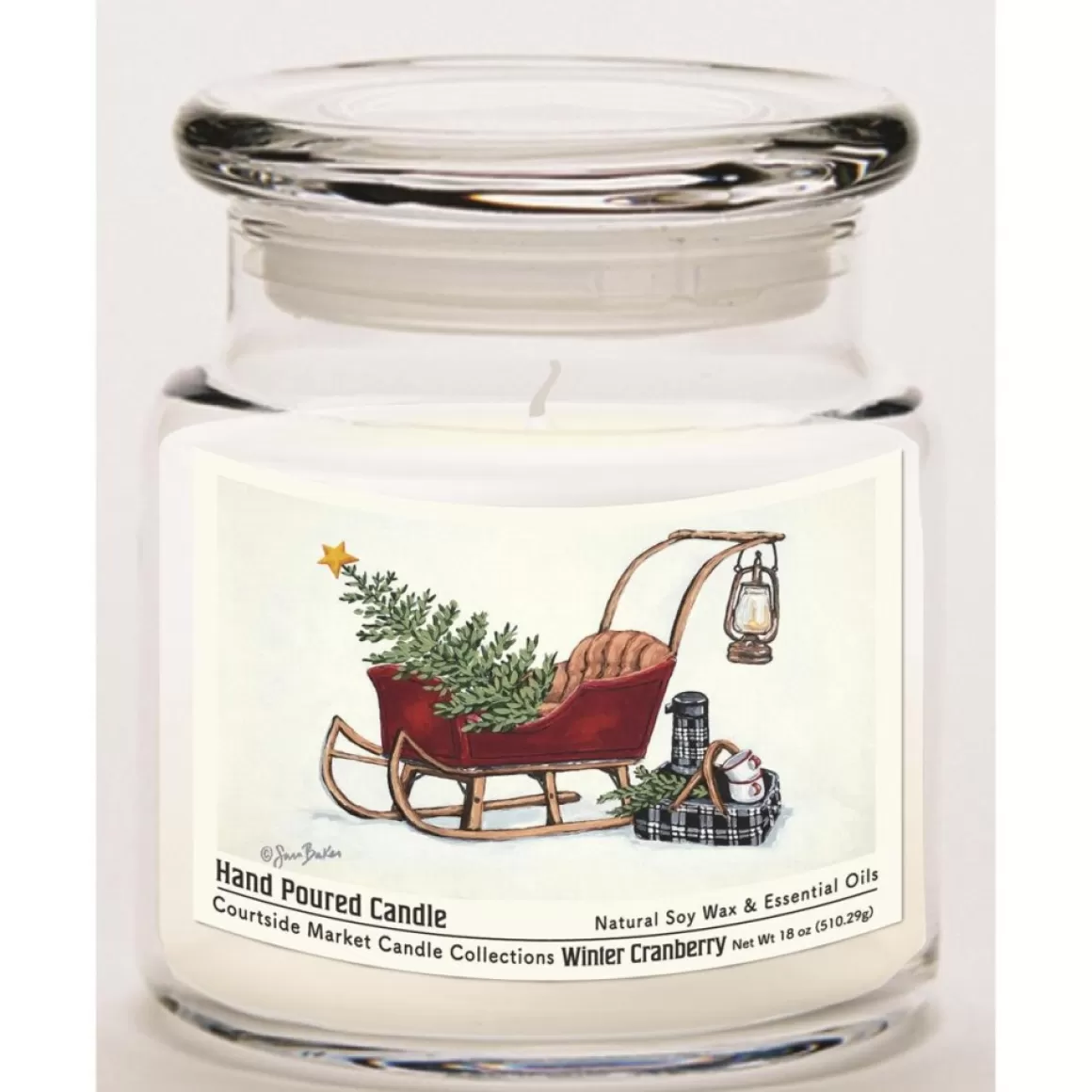 Courtside Market Soy Candle W/ Essential Oils + Lid - Santa's Sleigh