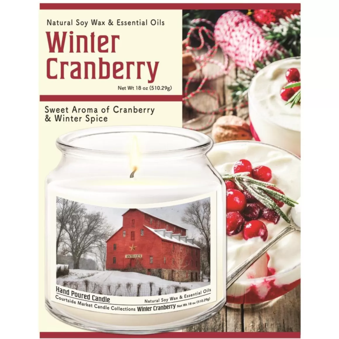 Courtside Market Soy Candle W/ Essential Oils + Lid - Snow At The Farm