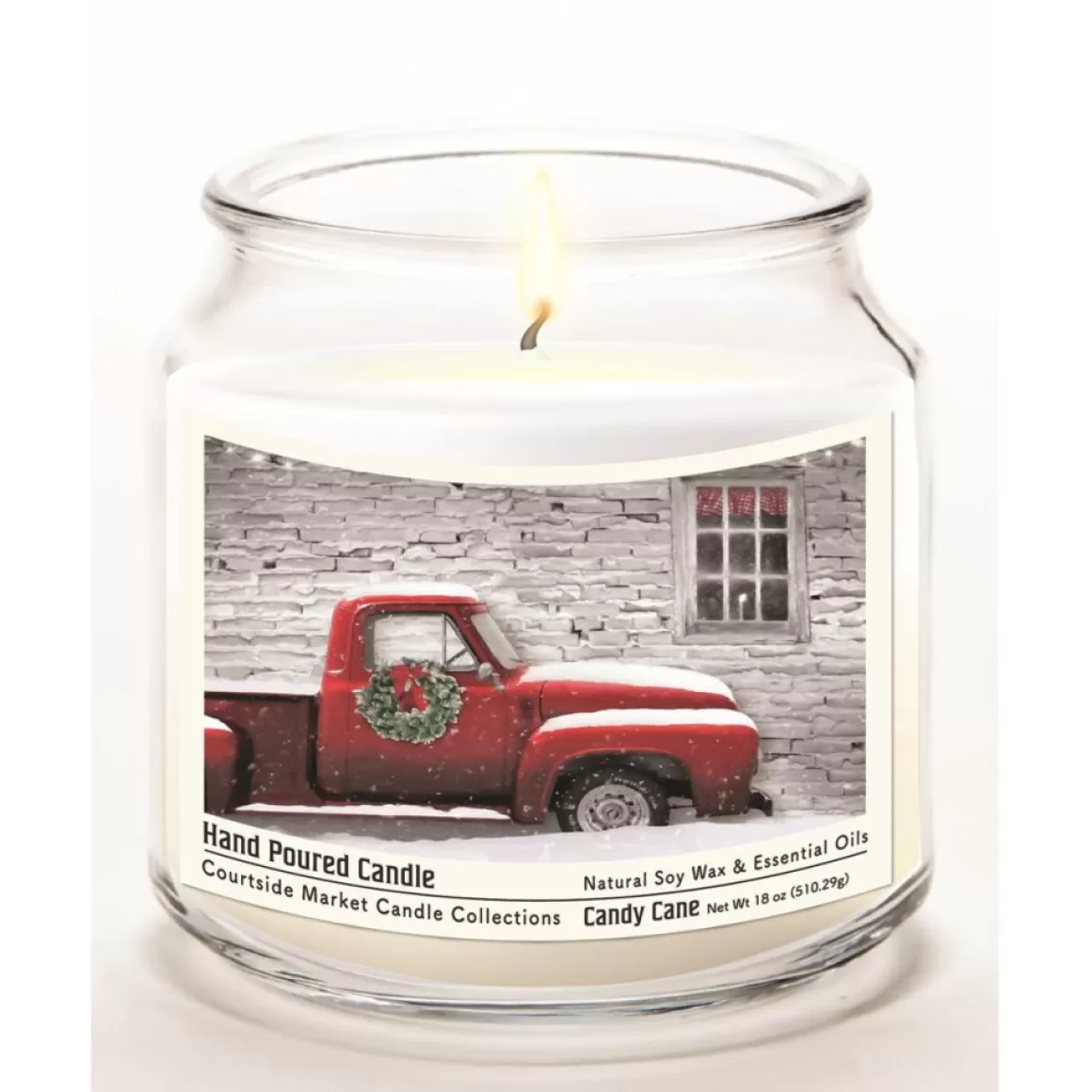 Courtside Market Soy Candle W/ Essential Oils + Lid- Red Pick-Up Truck