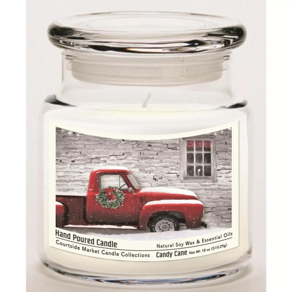 Courtside Market Soy Candle W/ Essential Oils + Lid- Red Pick-Up Truck