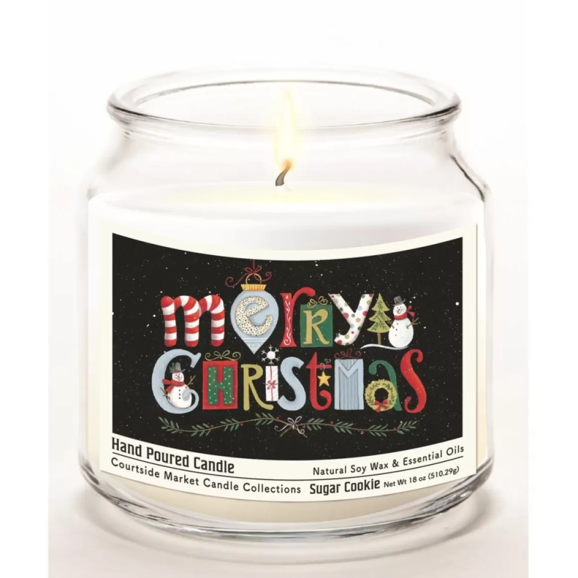 Courtside Market Soy Candle W/ Essential Oils + Lid-Merry Christmas