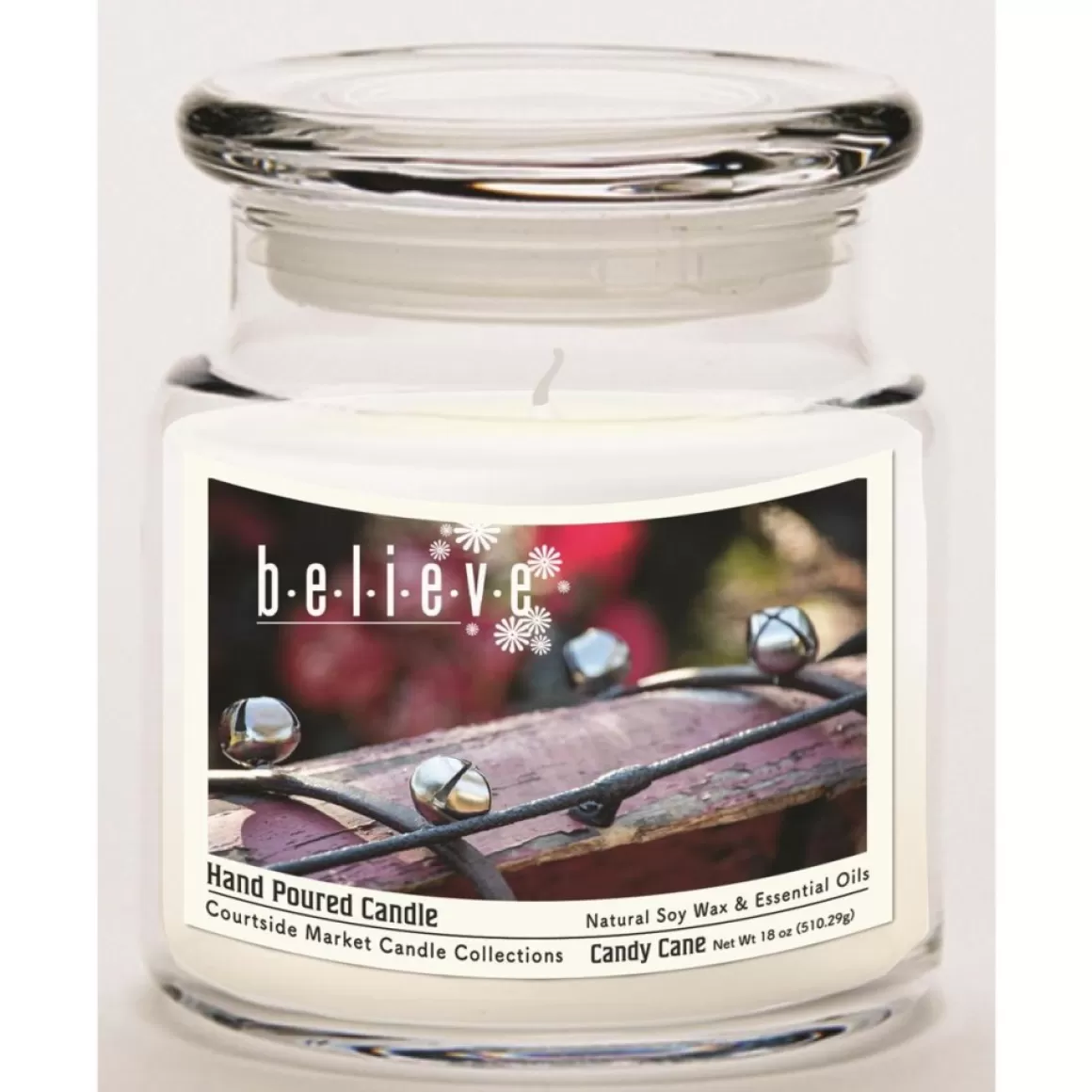 Courtside Market Soy Candle With Essential Oils & Glass Lid - Believe