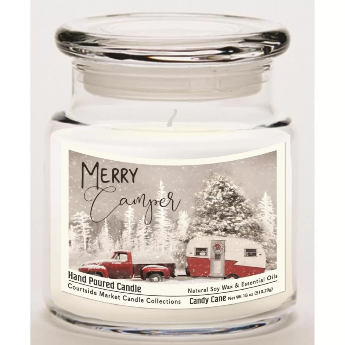 Courtside Market Soy Candle With Essential Oils + Lid - Merry Camper