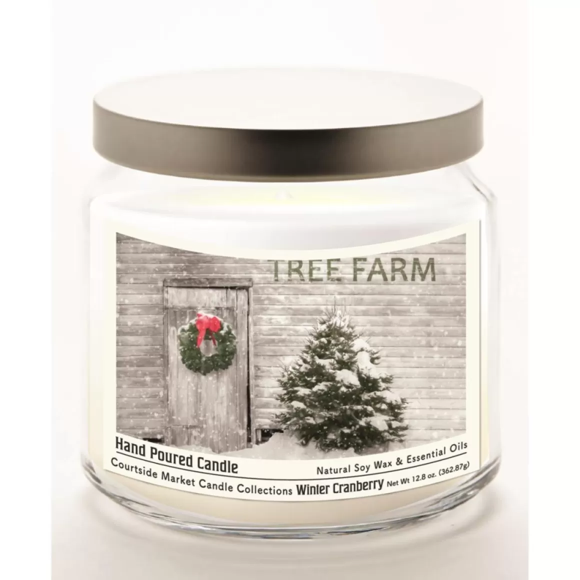 Courtside Market Tree Farm Infused Candle In Glass Jar W/ Silver Lid