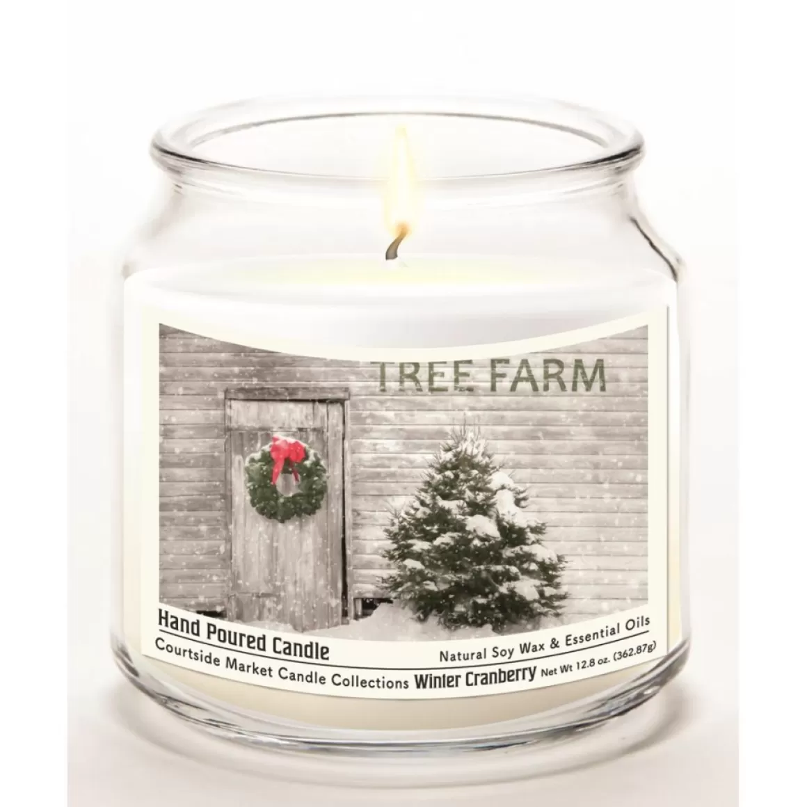Courtside Market Tree Farm Infused Candle In Glass Jar W/ Silver Lid