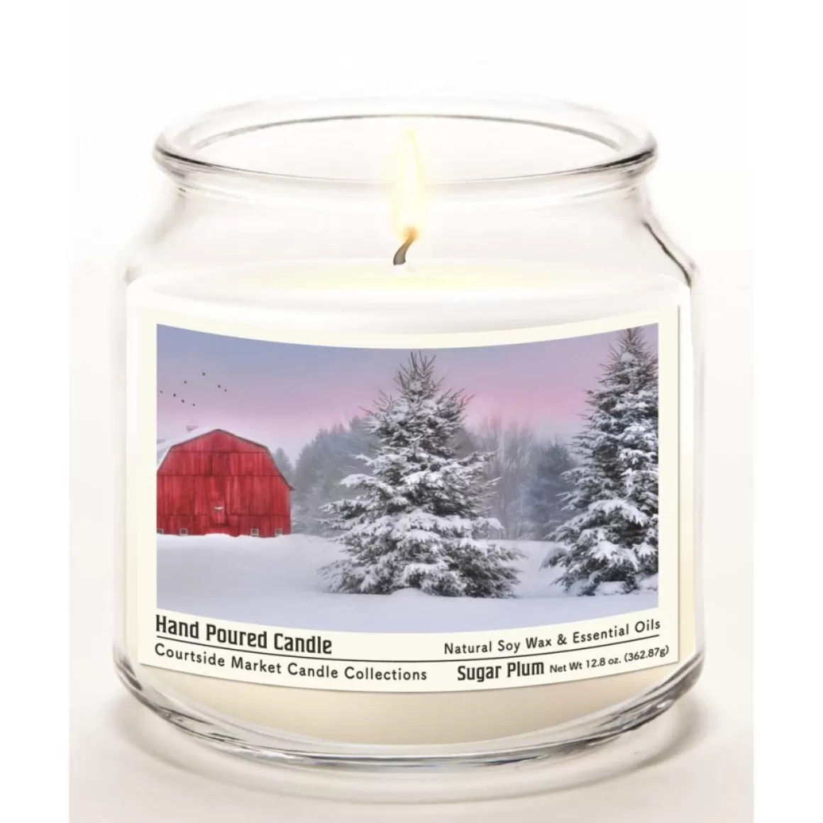 Courtside Market Tree Farm Wax Candle In Glass Jar With Silver Lid