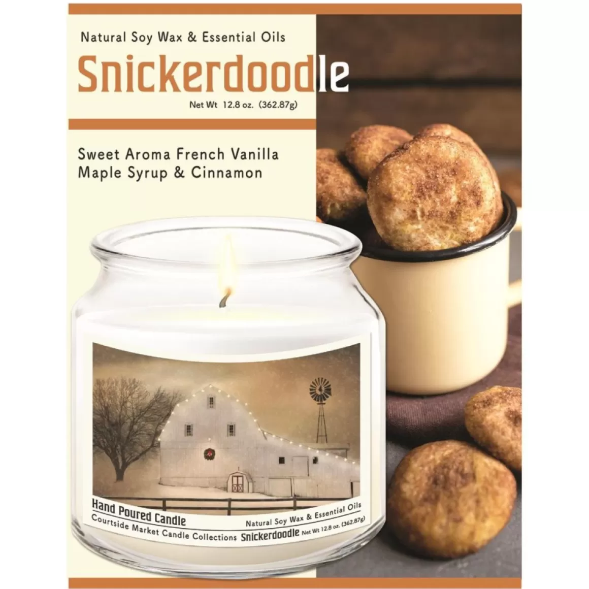 Courtside Market White Barn Holiday Wax Candle In Glass Jar With Lid