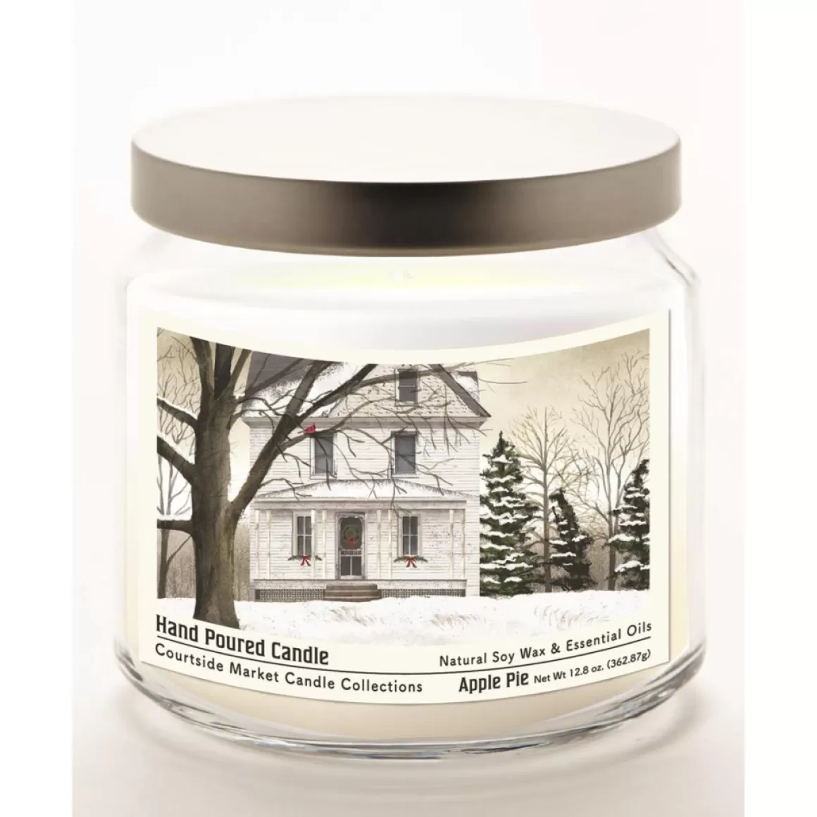 Courtside Market White Christmas Candle Glass Jar With Silver Lid