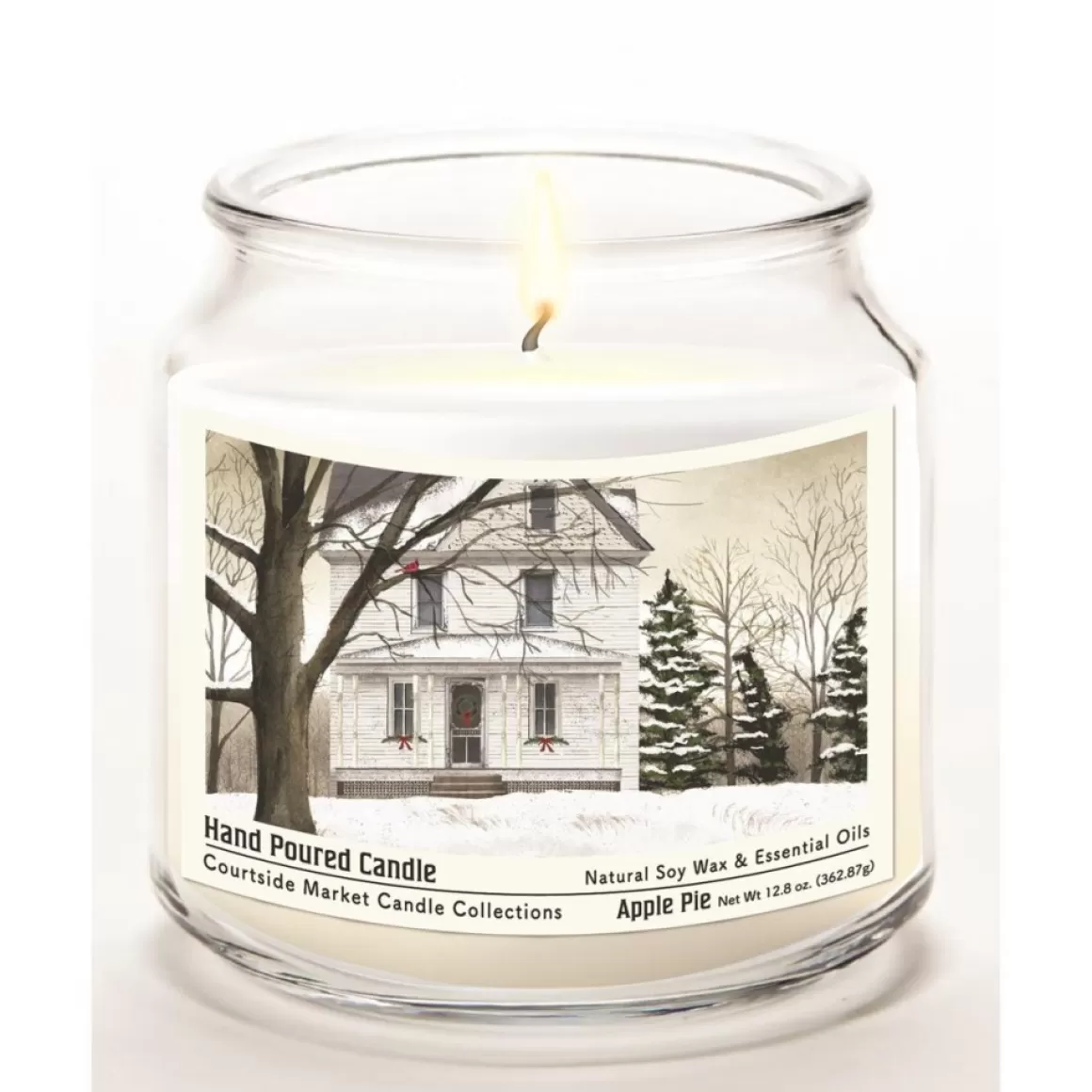 Courtside Market White Christmas Candle Glass Jar With Silver Lid