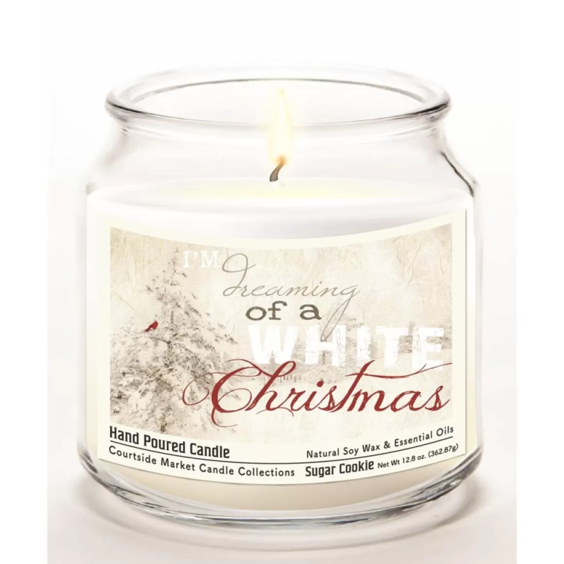 Courtside Market White Christmas Infused Wax Candle With Silver Lid