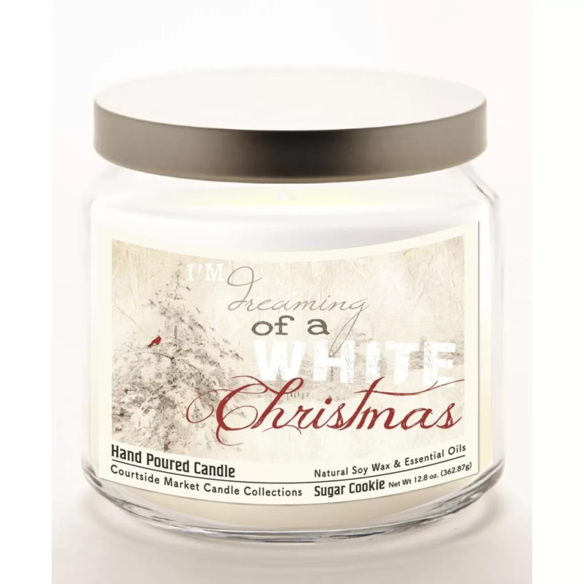 Courtside Market White Christmas Infused Wax Candle With Silver Lid