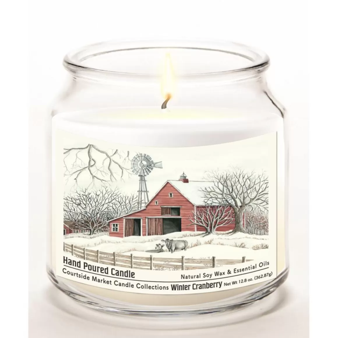 Courtside Market Winter Barn With Mill Infused Wax Candle In Glass Jar