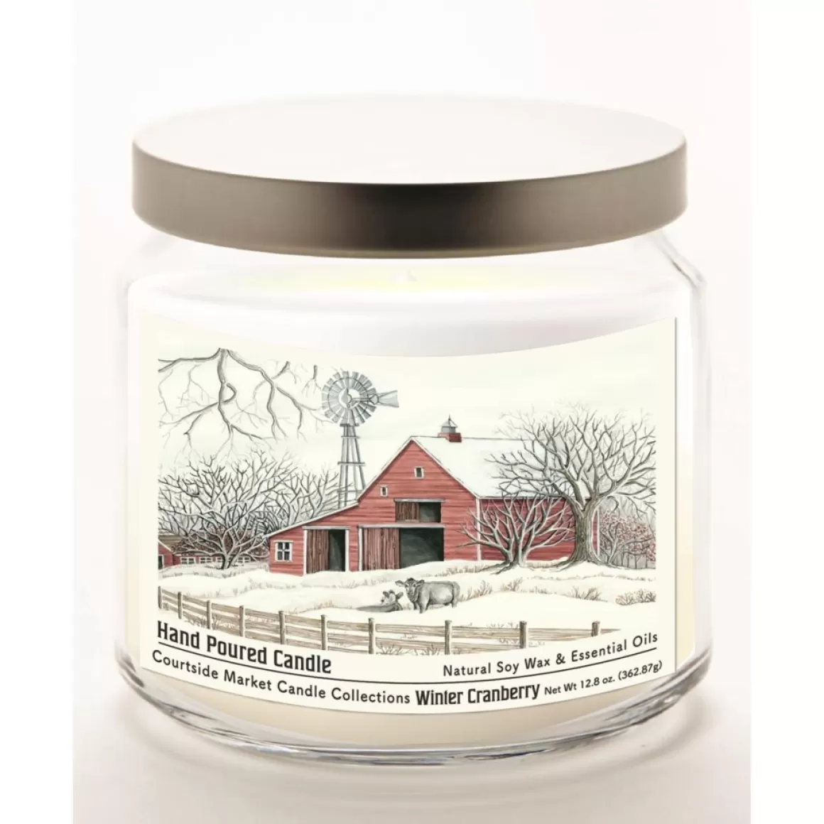 Courtside Market Winter Barn With Mill Infused Wax Candle In Glass Jar