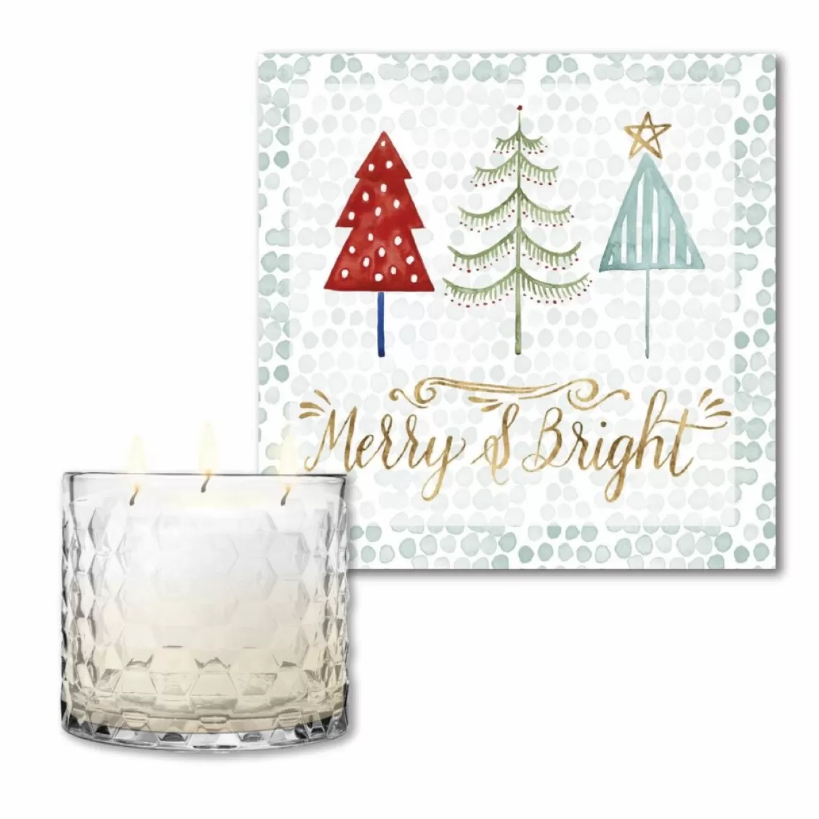 Courtside Market Xmas Tree Whimsy I Artboard & 13.5 Oz. 3-Wick Candle