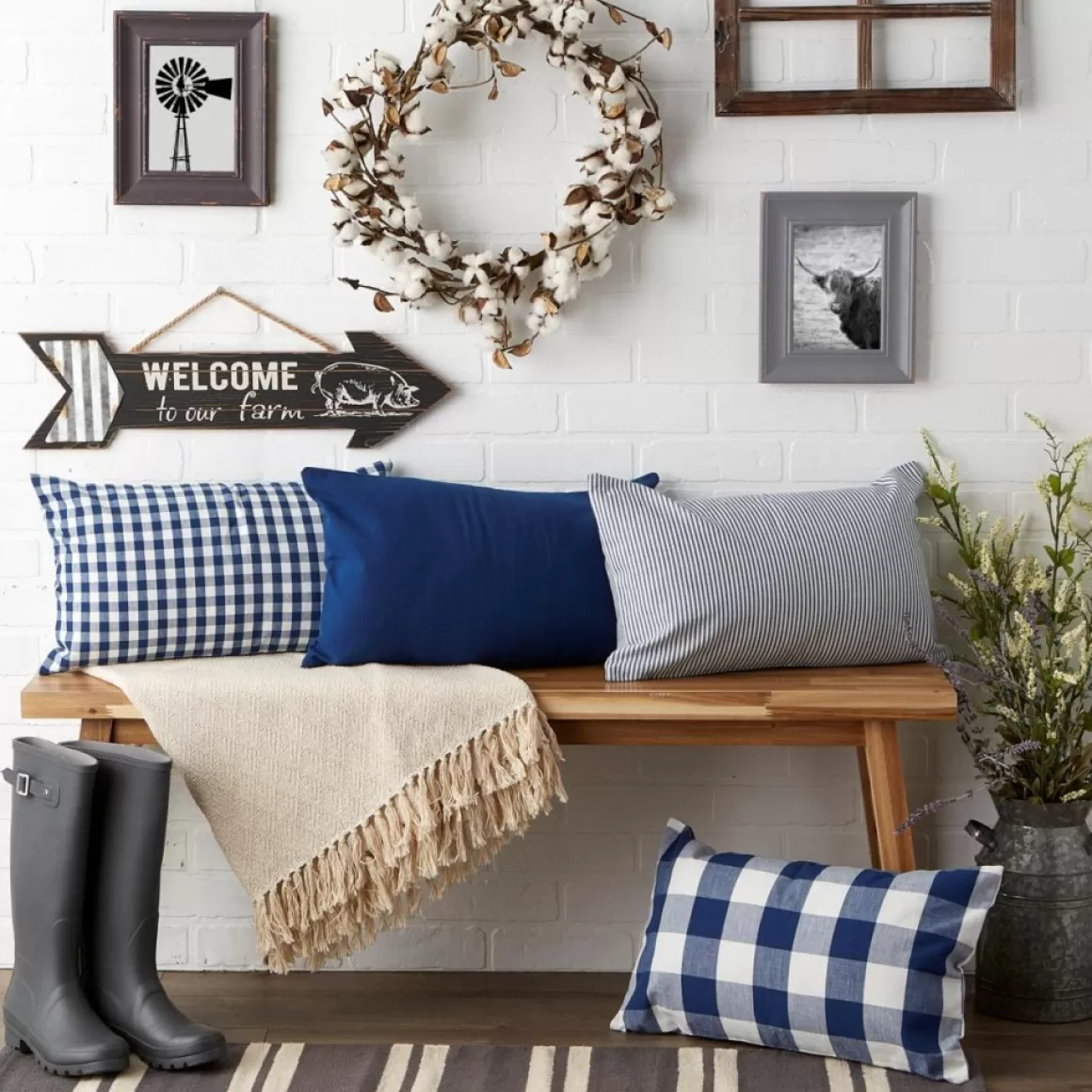Design Imports Assorted Pillow Covers 12" X 20" Set Of 4