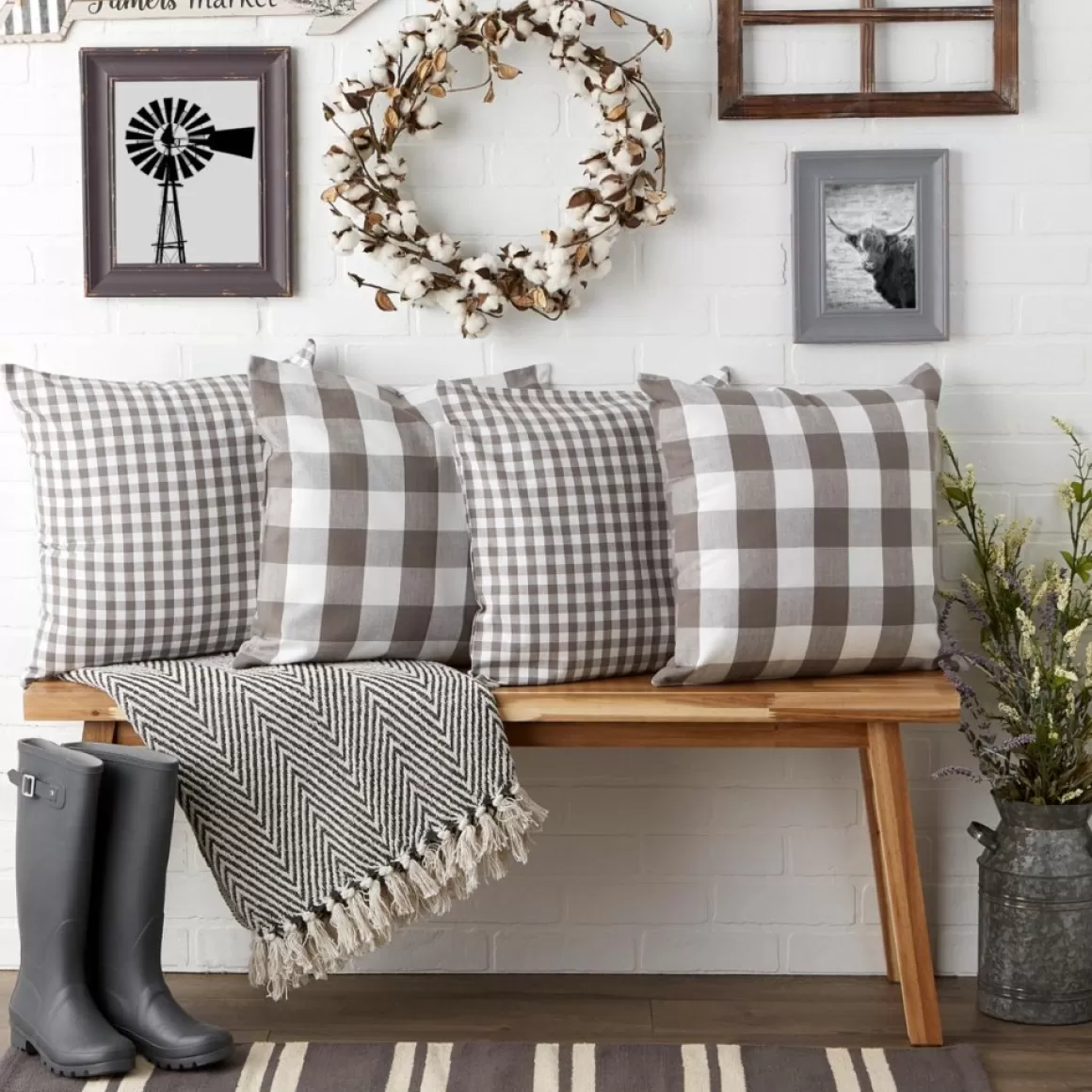 Design Imports Gingham Buffalo Check Pillow Covers Set Of 4