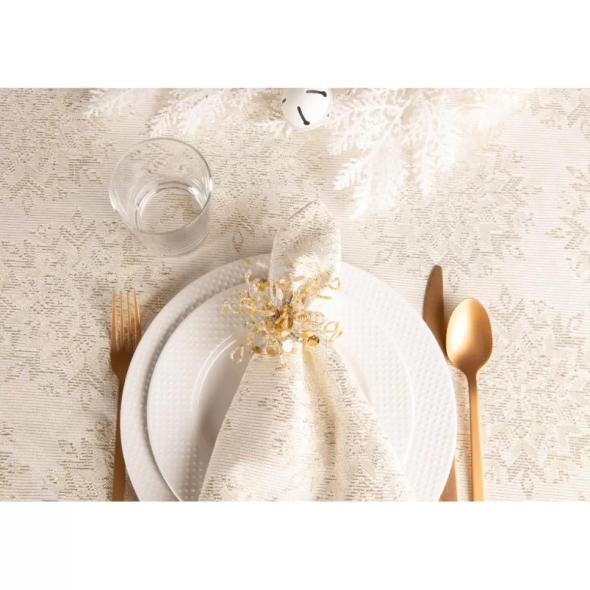 Design Imports Winter Sparkle Jacquard Metallic Square Table Topper