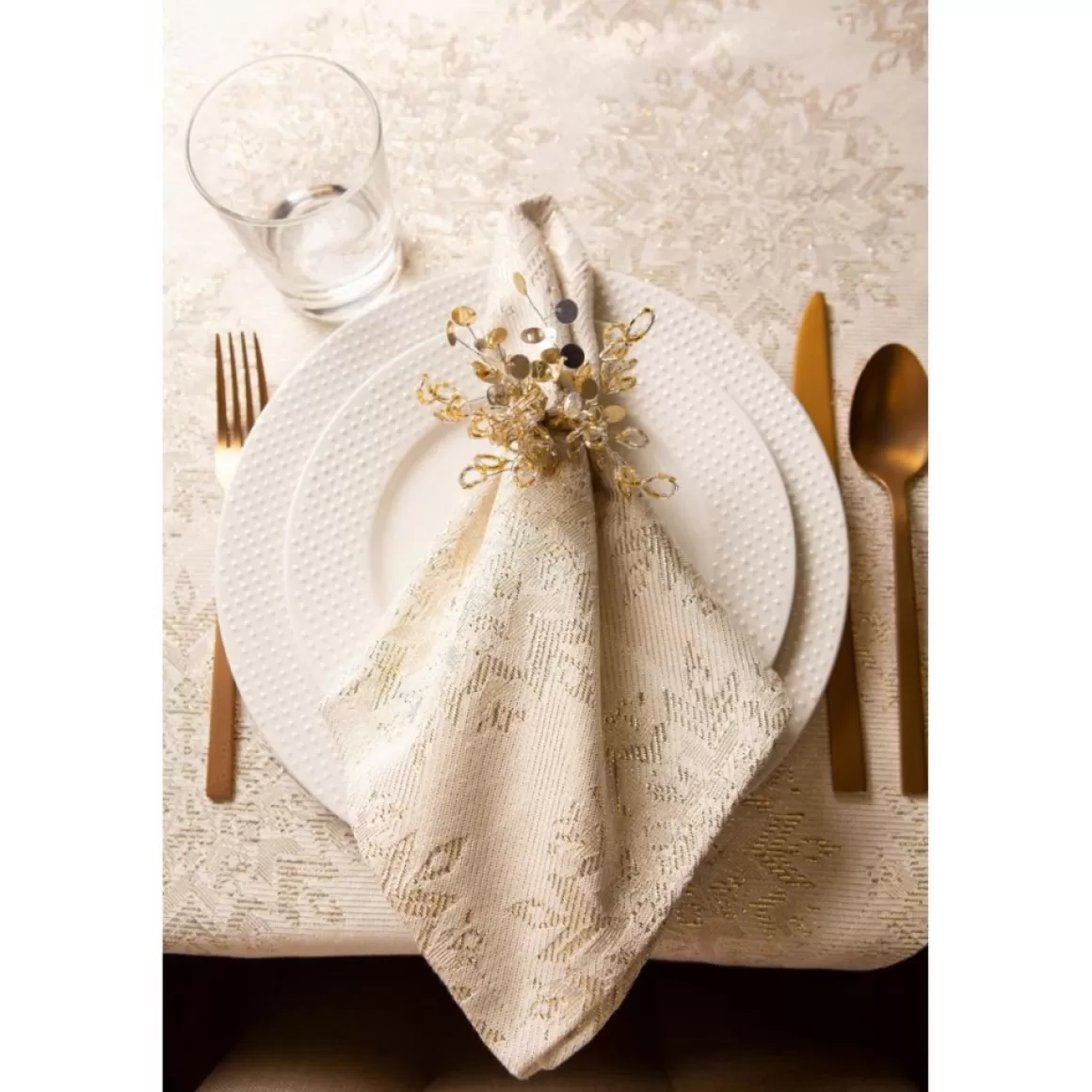 Design Imports Winter Sparkle Jacquard Metallic Square Table Topper