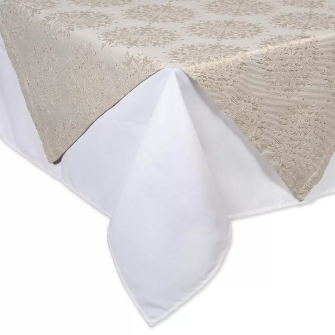 Design Imports Winter Sparkle Jacquard Metallic Square Table Topper
