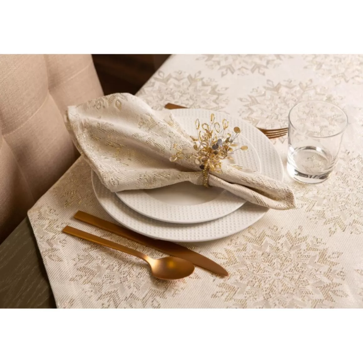 Design Imports Winter Sparkle Jacquard Metallic Square Table Topper