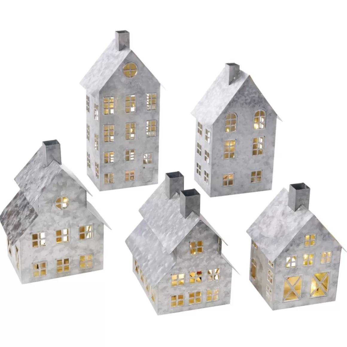 Emryn House 5Pc Farmhouse Village Set With String Lights