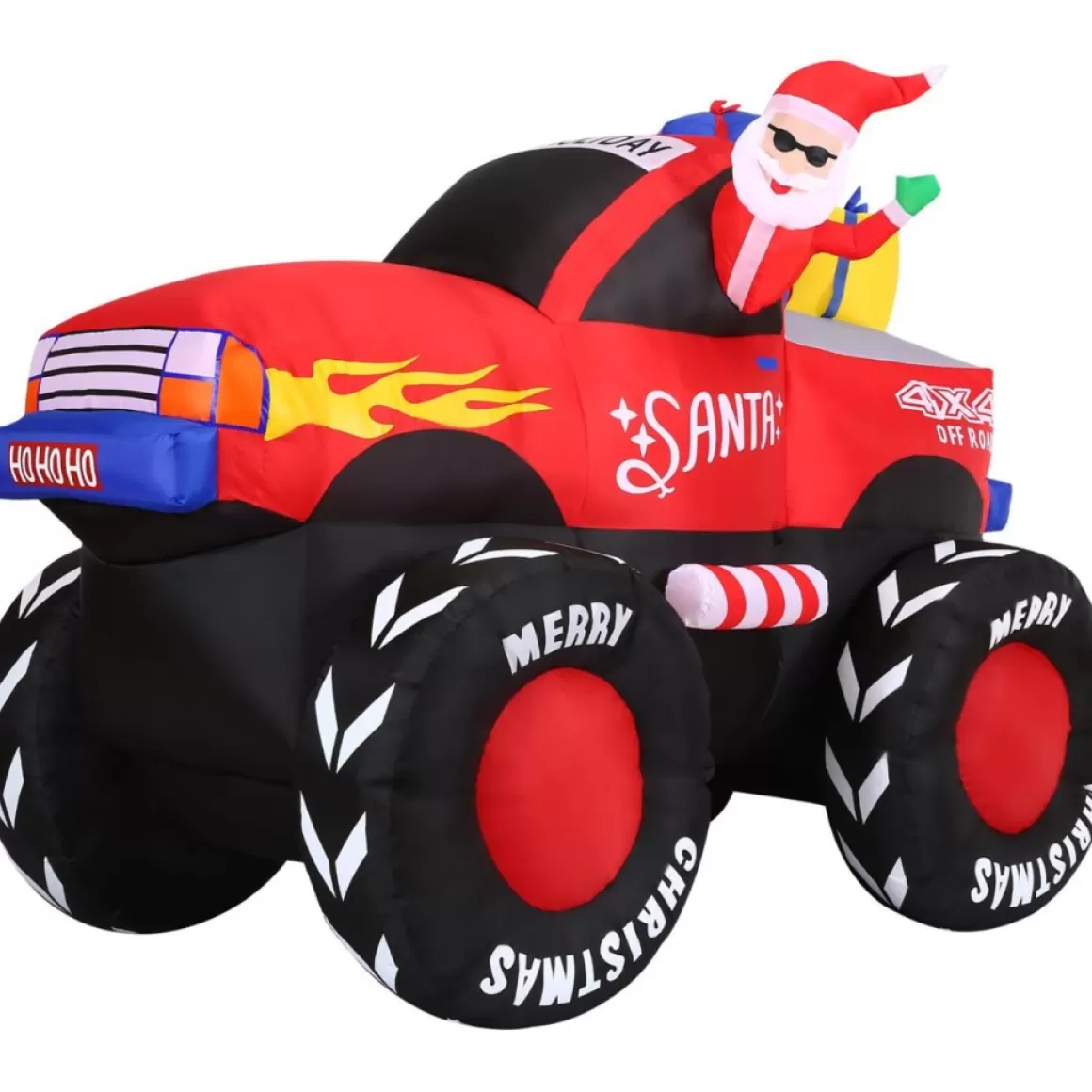 Fraser Hill Farm Fraser Hill 7-Ft. Wide Pre-Lit Inflatable Santa In Monster Truck