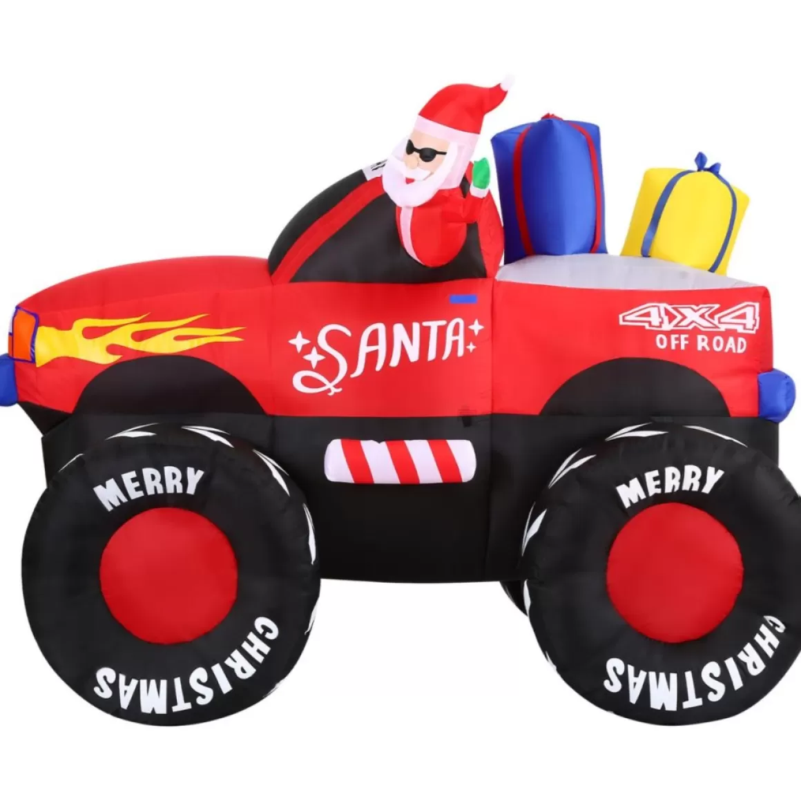 Fraser Hill Farm Fraser Hill 7-Ft. Wide Pre-Lit Inflatable Santa In Monster Truck