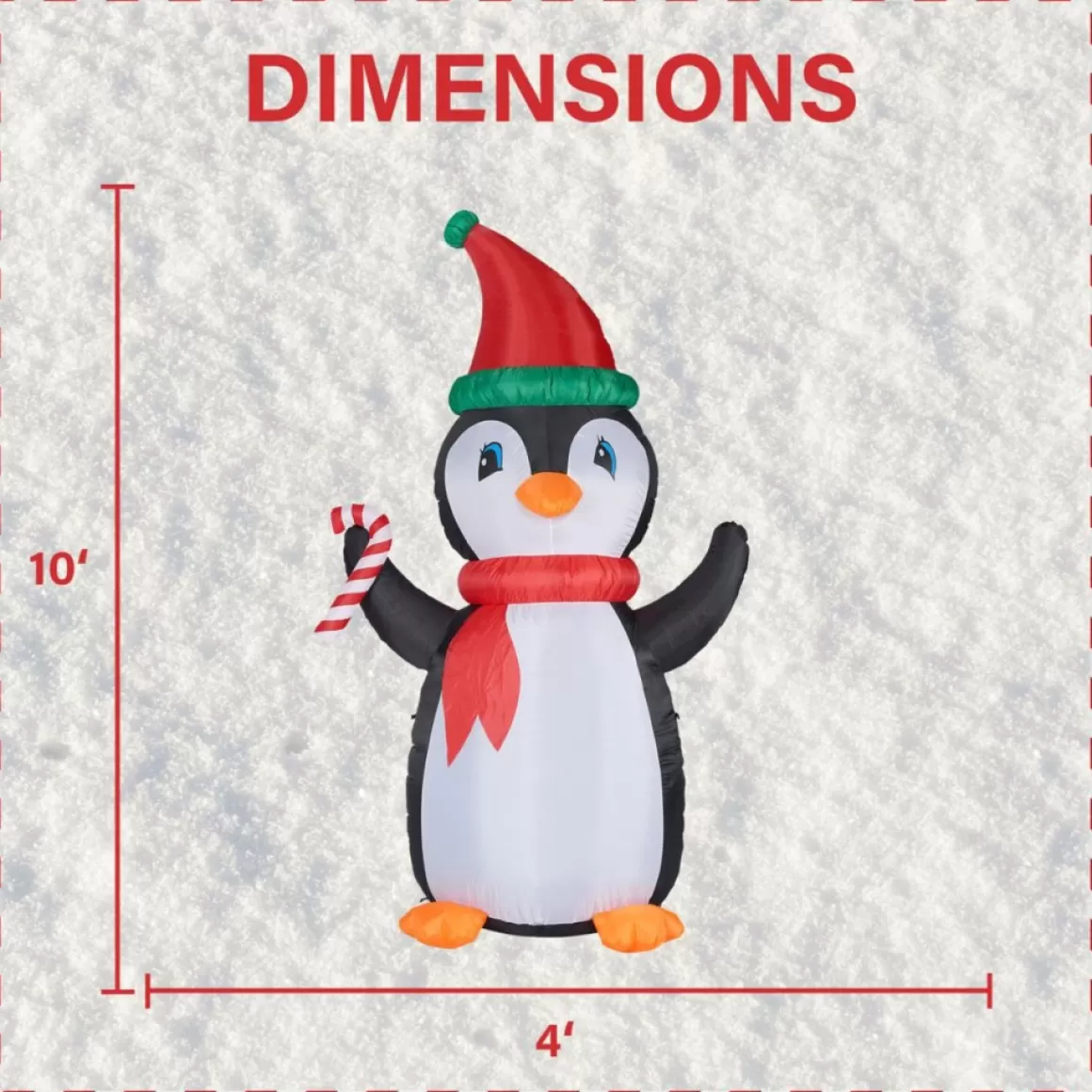 Fraser Hill Farm 10' Penguin & Candy Inflatable With Rgb Lights & Bag