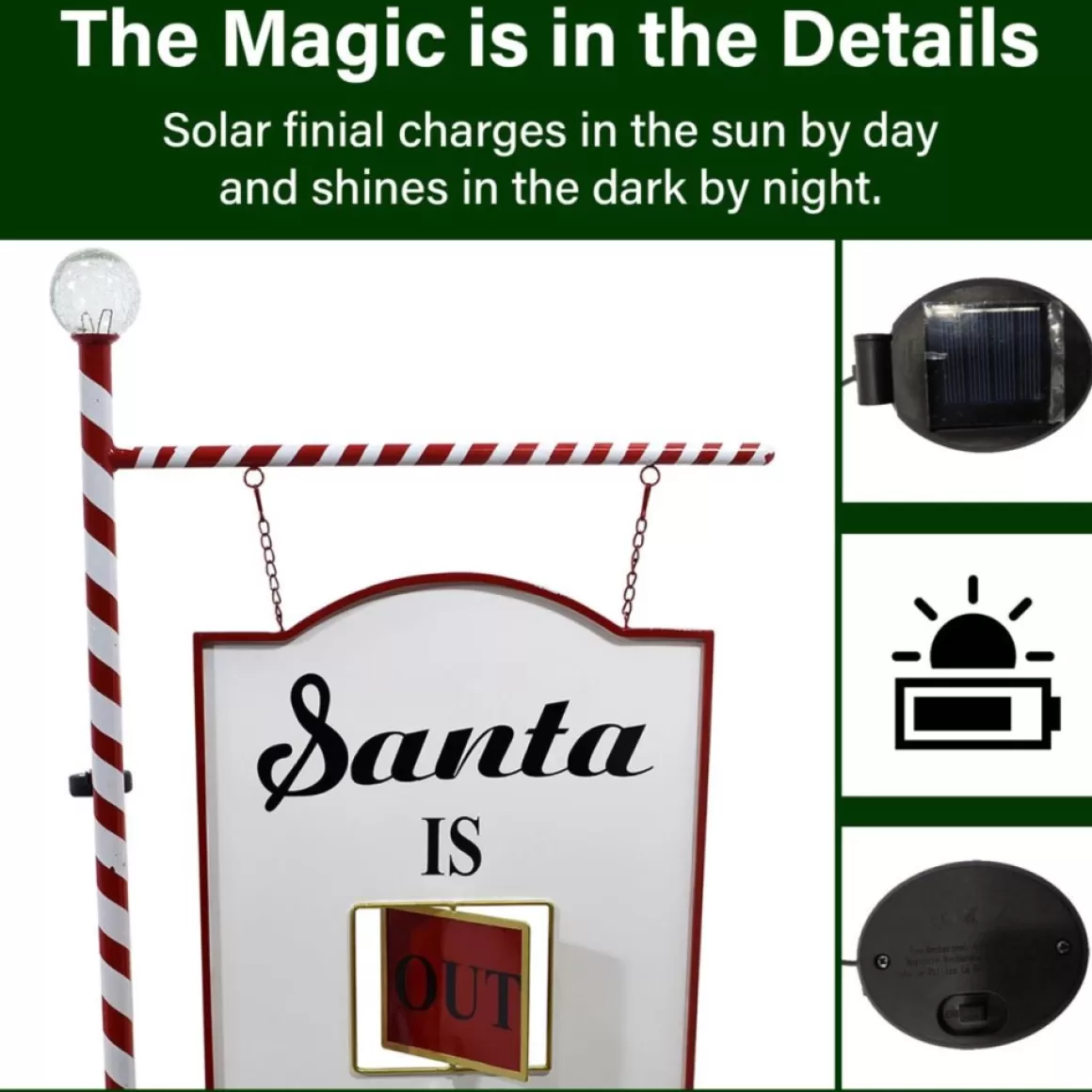 Fraser Hill Farm 4.5 Ft. Lamp Post With Santa Claus North Pole Sign