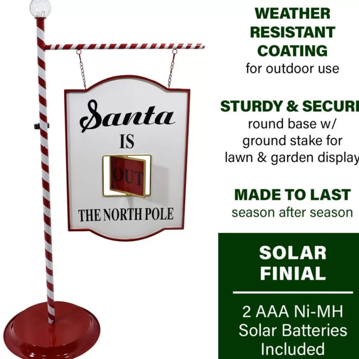 Fraser Hill Farm 4.5 Ft. Lamp Post With Santa Claus North Pole Sign