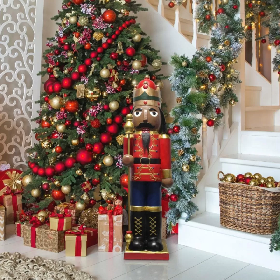 Fraser Hill Farm 48" African American Nutcracker Holding Staff Figure