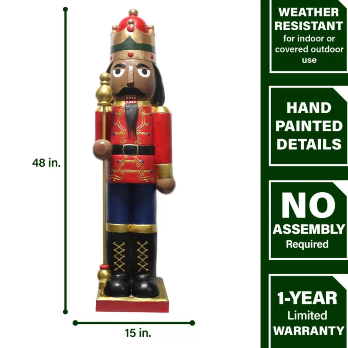 Fraser Hill Farm 48" African American Nutcracker Holding Staff Figure