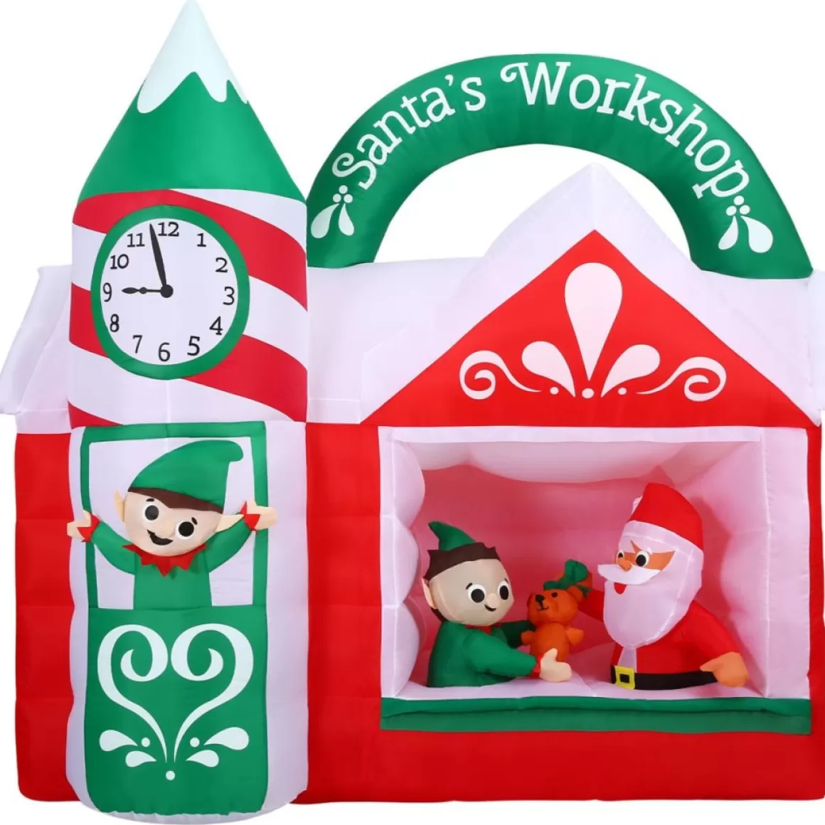 Fraser Hill Farm 7-Ft. Pre-Lit Inflatable Santa's Workshop