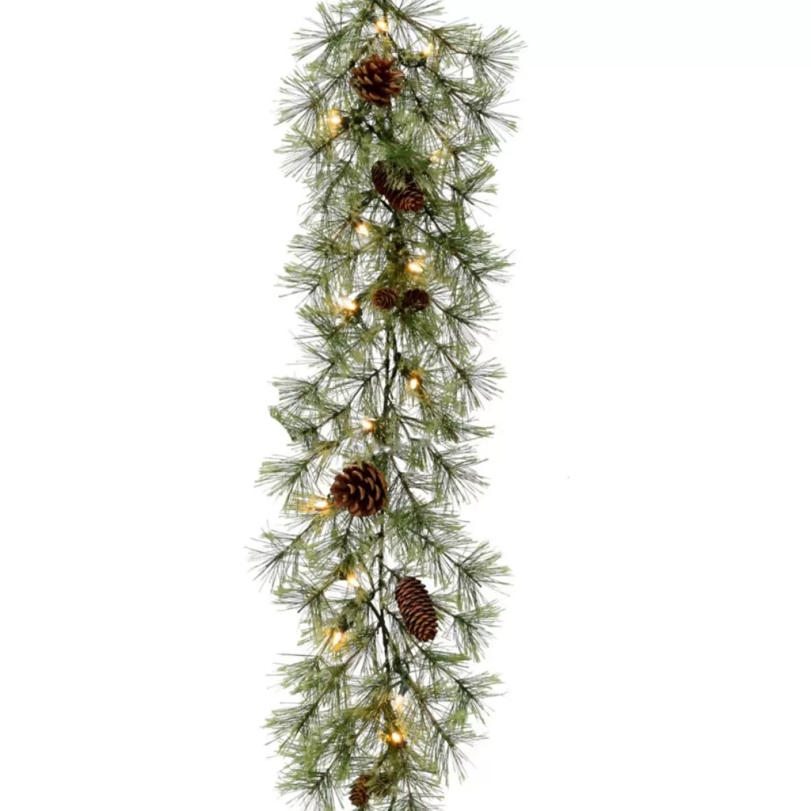 Fraser Hill Farm 9-Ft Garland With Pinecones And Warm White Led Lights