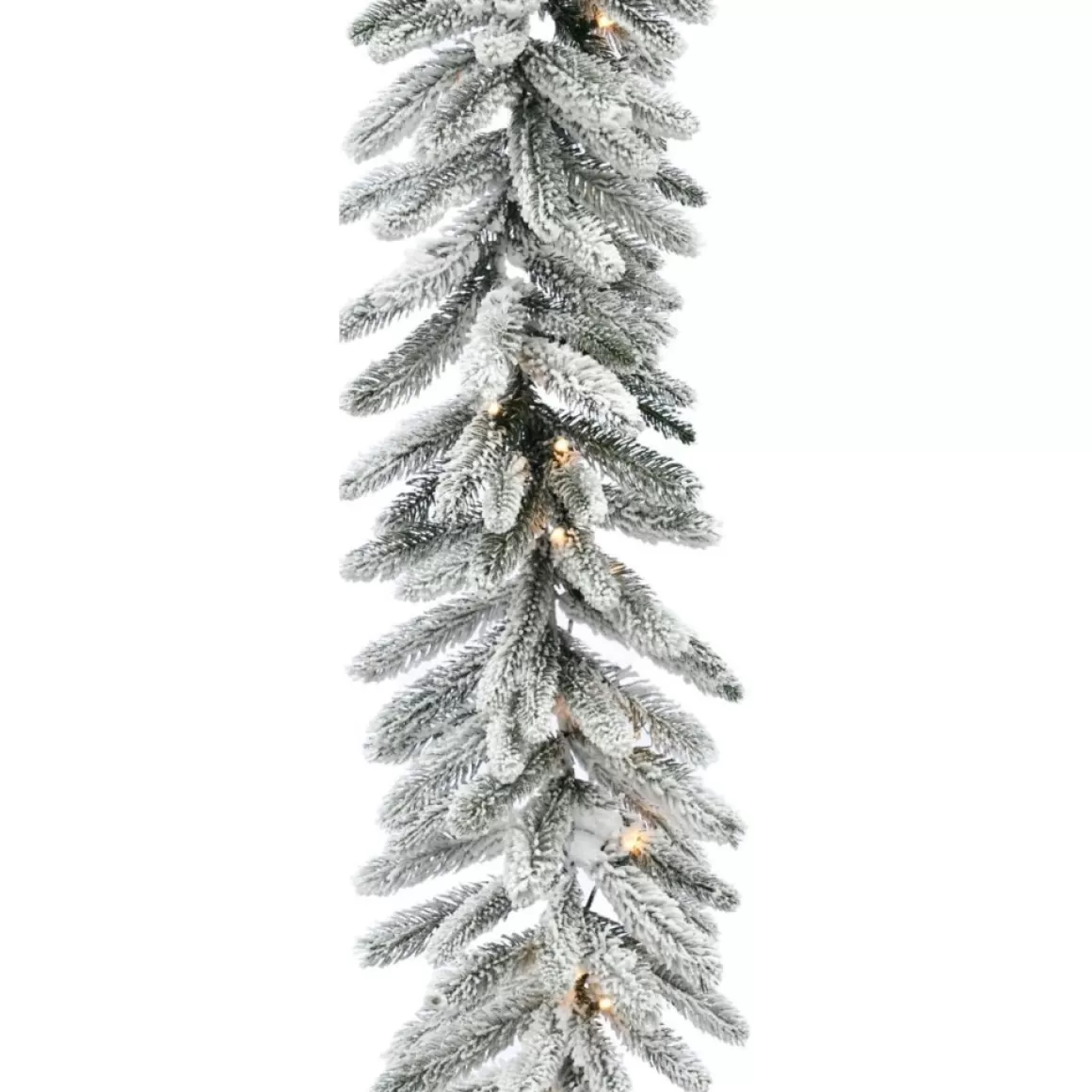 Fraser Hill Farm 9-Ft. Icy Frost Snow Flocked Garland W/ White Lights